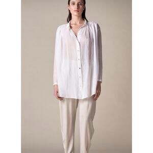 Totum Project Second Skin Silk Blend White Lightweight Button Down Blouse M